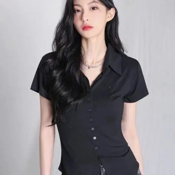 [BUNJANG] Urban Dress Sopy Collar Short-Sleeve Charcoal / 어반드레스 Sopy Collar Short-Sleeve CHARCOAL