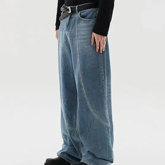 [BUNJANG] DSR Wave Drop Denim Wide Fit Pants / 디앤에스알 웨이브 드롭 데님