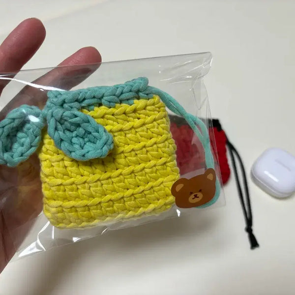 [BUNJANG] Lemon Knitted Pouch for AirPods / 에어팟파우치 레몬파우치
