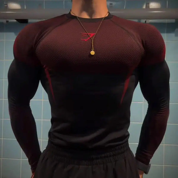 [BUNJANG] Gymshark Onyx V5 Long Sleeve Crimson Red / 짐샤크 오닉스v5 롱슬리브 카민레드