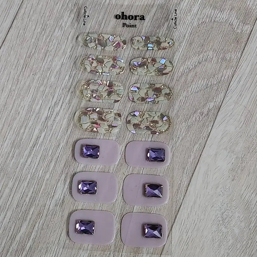 [BUNJANG] Ohora Gel Pedi Strips Pink Glitter Set with Lamp / 오호라 젤페디 스트립 핑크 글리터 다수+램프