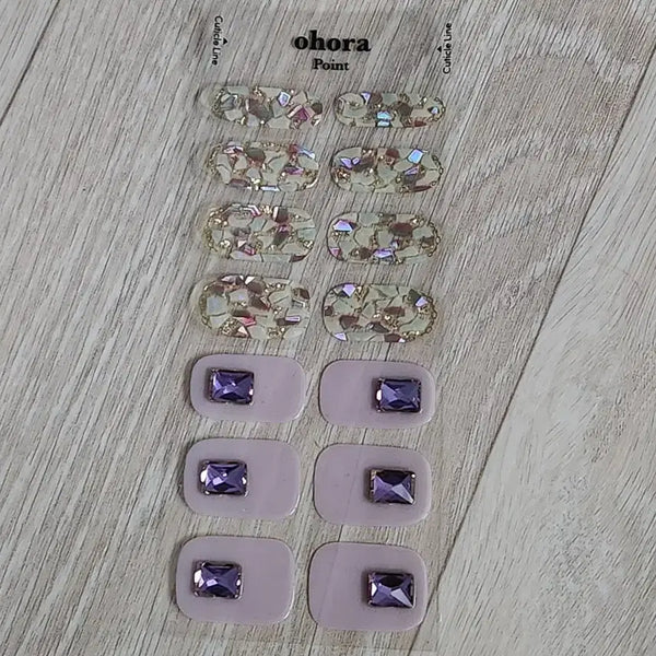 [BUNJANG] Ohora Gel Pedi Strips Pink Glitter Set with Lamp / 오호라 젤페디 스트립 핑크 글리터 다수+램프