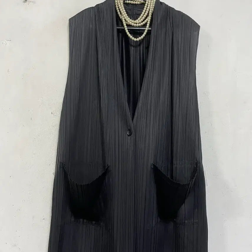 [BUNJANG] Pleated Vest with Pockets / N6725 플리츠 조끼.포켓