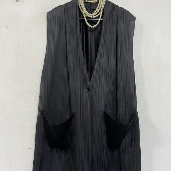 [BUNJANG] Pleated Vest with Pockets / N6725 플리츠 조끼.포켓