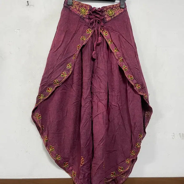 [BUNJANG] Ethnic Mood Embroidered Wide Leg Pants / 특가새)수입.에스닉무드 자수 와이드바지.랩스타일.하렘팬츠