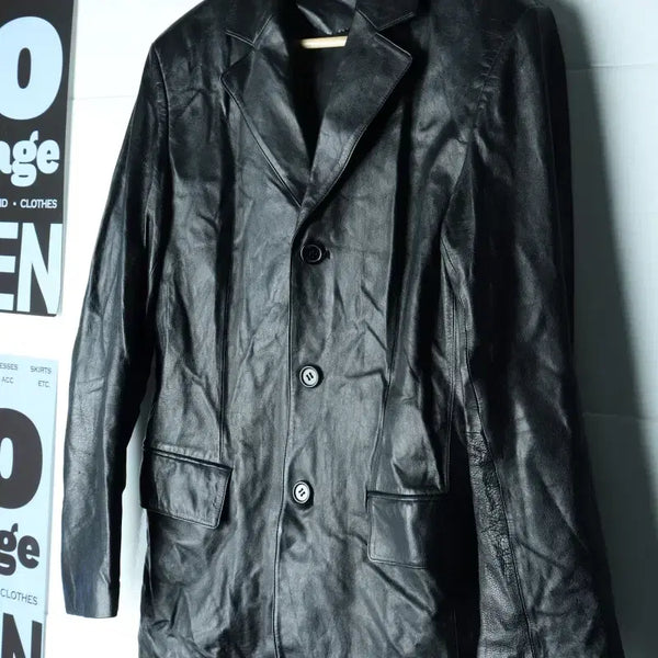 [BUNJANG] Brand Vintage Leather Zip-Up Windbreaker Jumper Jacket / (M-L) 브랜드빈티지 집업 바람막이 점퍼자켓 리얼레더-H34899