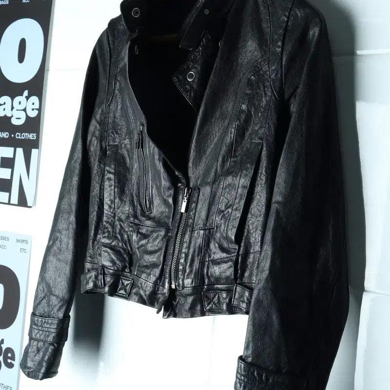 [BUNJANG] Brand Vintage Leather Zip-Up Windbreaker Jumper Jacket / W(S-M) 브랜드빈티지 집업 바람막이 점퍼자켓 리얼레더-H34903