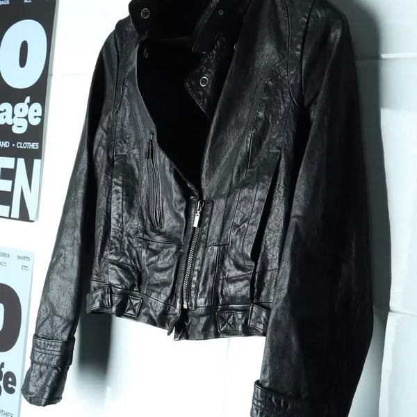[BUNJANG] Brand Vintage Leather Zip-Up Windbreaker Jumper Jacket / W(S-M) 브랜드빈티지 집업 바람막이 점퍼자켓 리얼레더-H34903