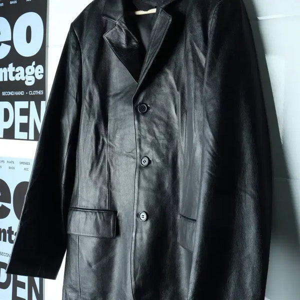 [BUNJANG] Brand Vintage Zip-Up Windbreaker Jacket Real Leather / (L-XL) 브랜드빈티지 집업 바람막이 점퍼자켓 리얼레더-H34909