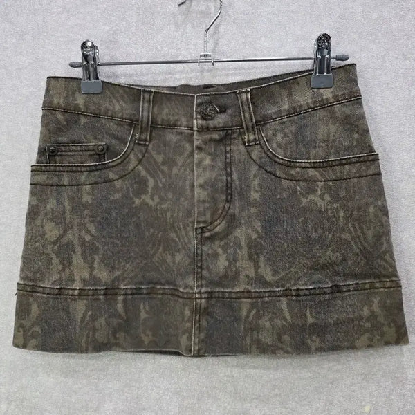 [BUNJANG] Just Cavalli Snake Pattern Denim Mini Skirt / 저스트 카발리(Just Cavalli) 스네이크 패턴 데님 미니스커트