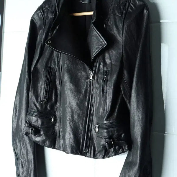 [BUNJANG] S-M Brand Vintage Zip-Up Windbreaker Jumper Jacket Real Leather / W(S-M) 브랜드빈티지 집업 바람막이 점퍼자켓 리얼레더-H34916