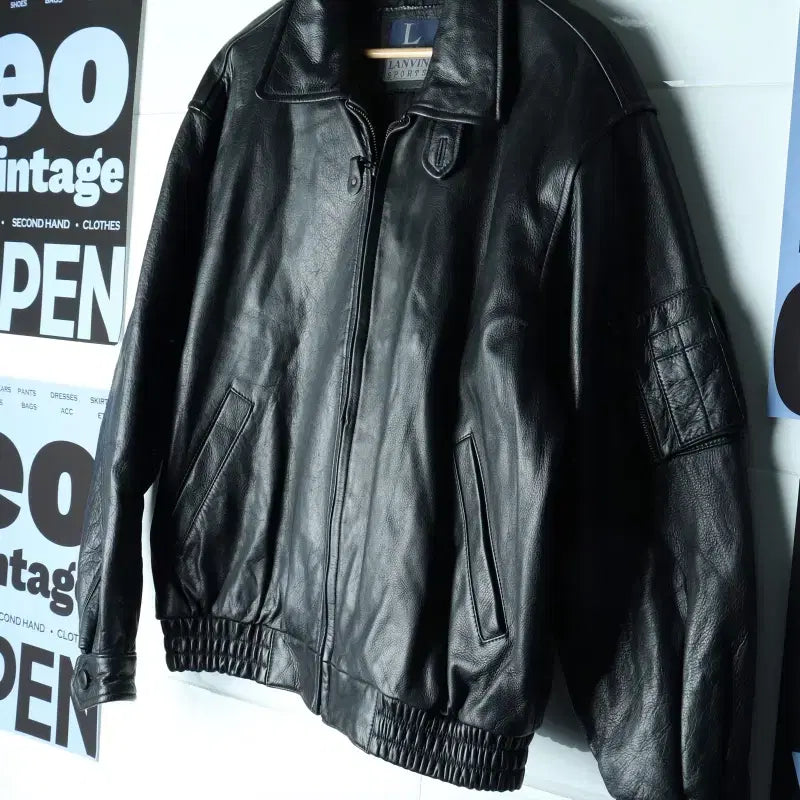 [BUNJANG] Lanvin 90s Real Leather Zip-Up Windbreaker Jumper Jacket / (F) 랑방 집업 바람막이 점퍼자켓 90S 년대 리얼레더-H34917