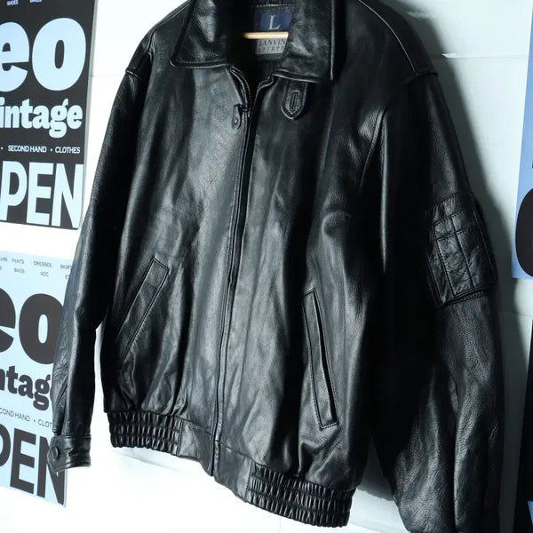 [BUNJANG] Lanvin 90s Real Leather Zip-Up Windbreaker Jumper Jacket / (F) 랑방 집업 바람막이 점퍼자켓 90S 년대 리얼레더-H34917