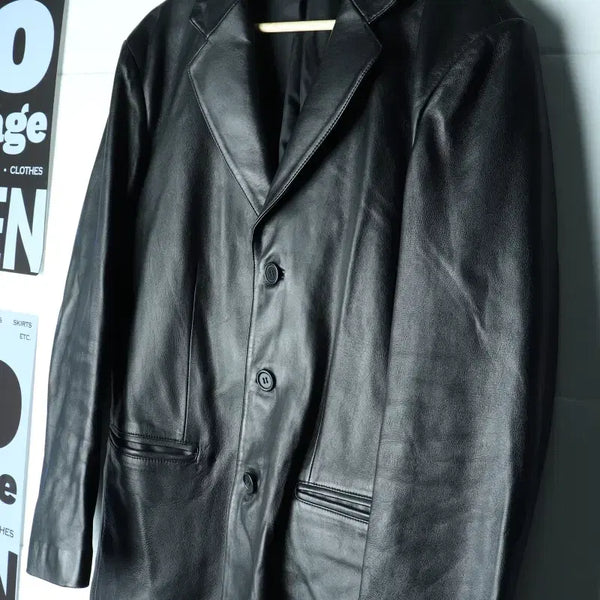 [BUNJANG] Brand Vintage Zip-Up Windbreaker Jacket Real Leather / (L-XL) 브랜드빈티지 집업 바람막이 점퍼자켓 리얼레더-H34926