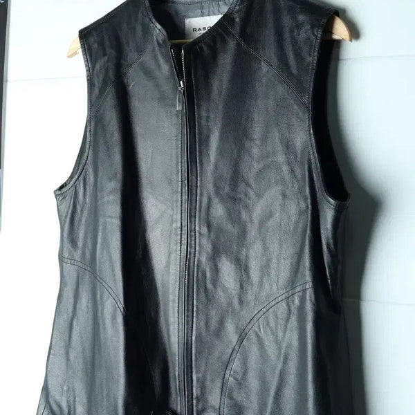 [BUNJANG] Lash Zipper Windbreaker Jumper Jacket Real Leather Vest / (XL-2XL) 라쉬 집업 바람막이 점퍼자켓 리얼레더 조끼-H34927