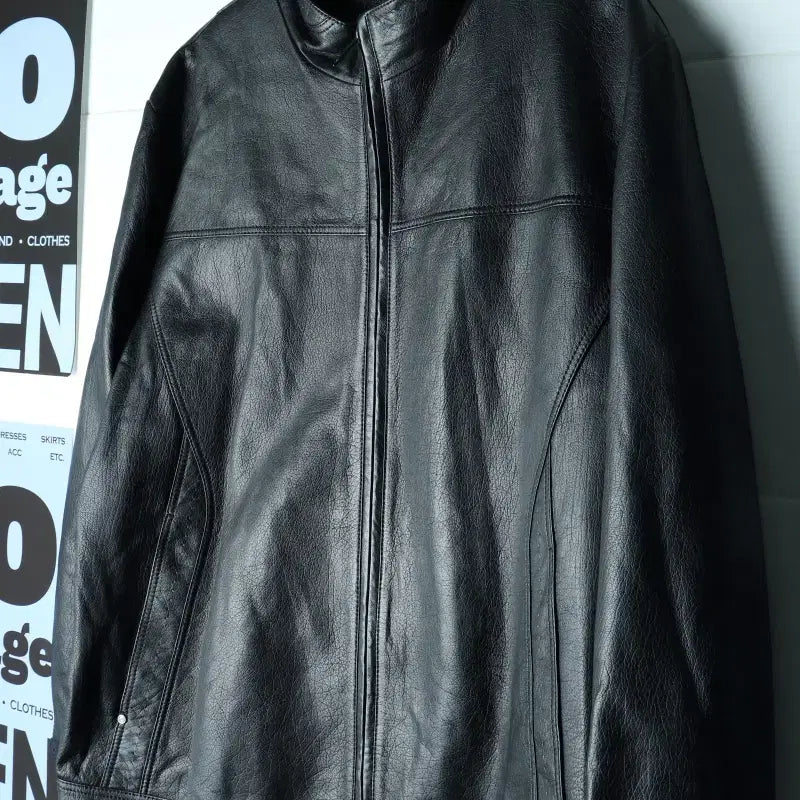 [BUNJANG] Rochas Men's Real Leather Zip-Up Windbreaker Jumper Jacket (2XL-3XL) / (2XL-3XL) 로가디스 집업 바람막이 점퍼자켓 리얼레더-H34928