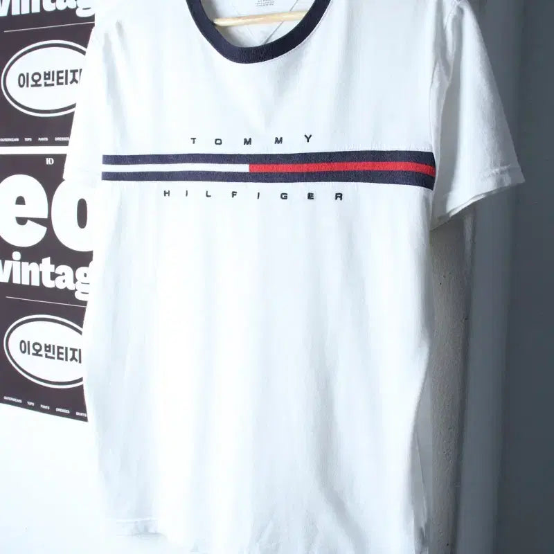 [BUNJANG] Tommy Hilfiger Big Logo T-Shirt White / (M-L) 타미힐피거 반팔 티셔츠 빅로고 화이트 올드스쿨-H34935