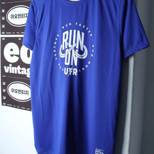 [BUNJANG] New Balance Functional Blue Running T-Shirt / (M-L) 뉴발란스 반팔 티셔츠 기능성 블루 런닝 러닝-H34936