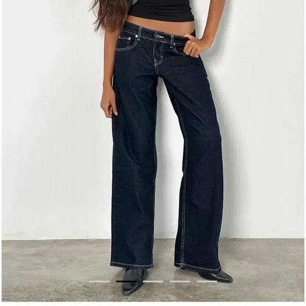 [BUNJANG] Motel Rocks Indigo Stitch Low-Rise Denim Pants Size 26/34 / motelrocks 로우라이즈 스티치 데님 팬츠