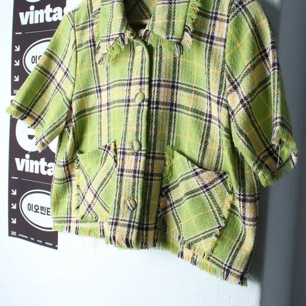 [BUNJANG] W Lab Studio Windbreaker Zip-Up Jacket / W(F) 랩 스튜디오 집업 바람막이 점퍼자켓 반소매 트위드-H34892