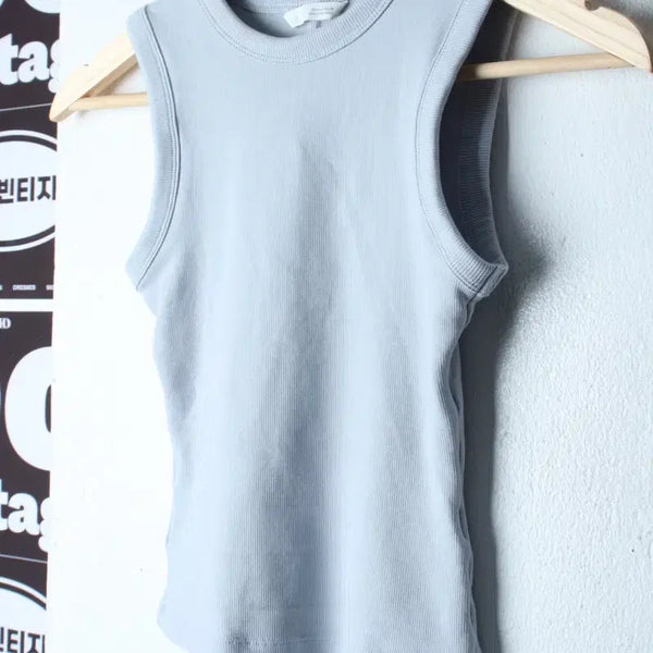 [BUNJANG] Zara Slim Fit Short Sleeve T-Shirt Sleeveless Vest - Light Blue / W(M) 자라 반팔 티셔츠 슬림핏 민소매 나시 연블루-H35029
