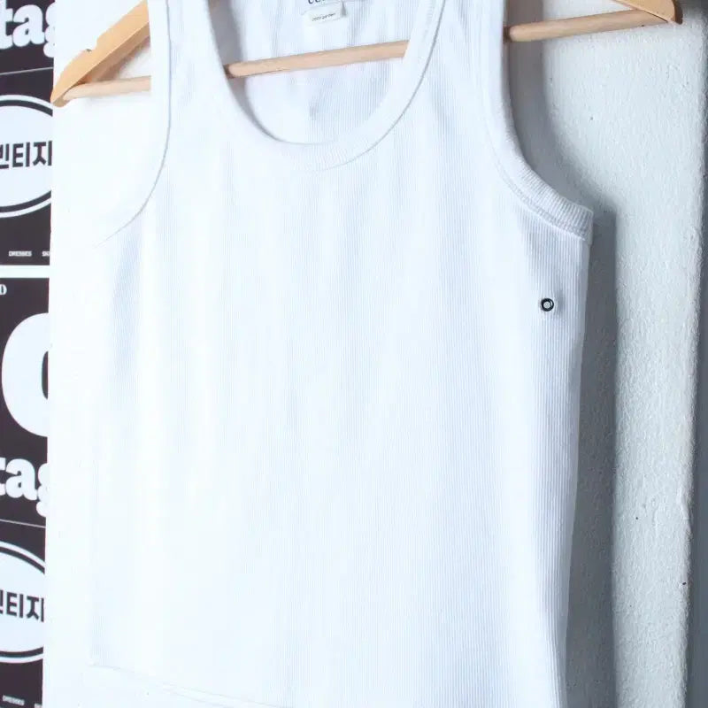 [BUNJANG] W(F) Aeoongss Basic Sleeveless T-Shirt White / W(F) 애옹쓰 반팔 티셔츠 민소매 나시 무지 화이트-H35030