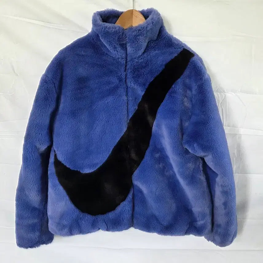 [BUNJANG] Nike Faux Fur Hooded Zip-Up Blue / 나이키 퍼 후드 집업 블루