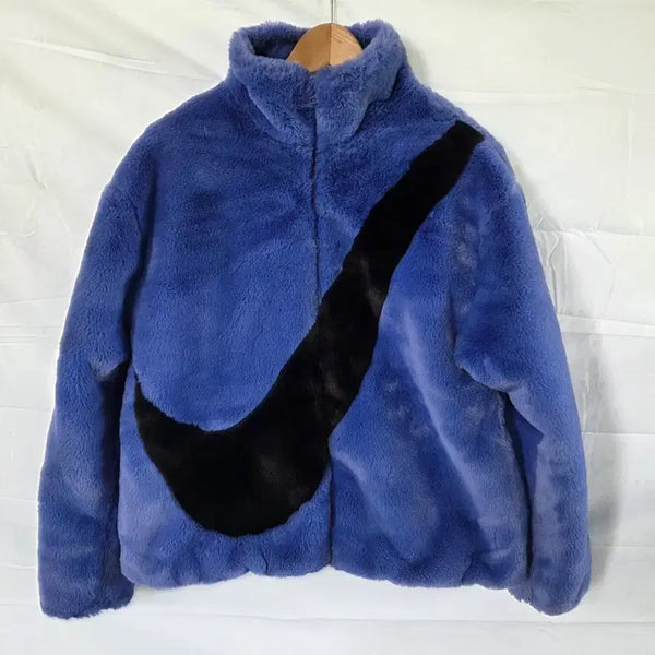 [BUNJANG] Nike Faux Fur Hooded Zip-Up Blue / 나이키 퍼 후드 집업 블루