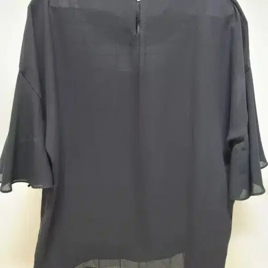 [BUNJANG] I.ANN Black Chiffon Flare Short-Sleeve Blouse / 블랙 쉬폰 블라우스