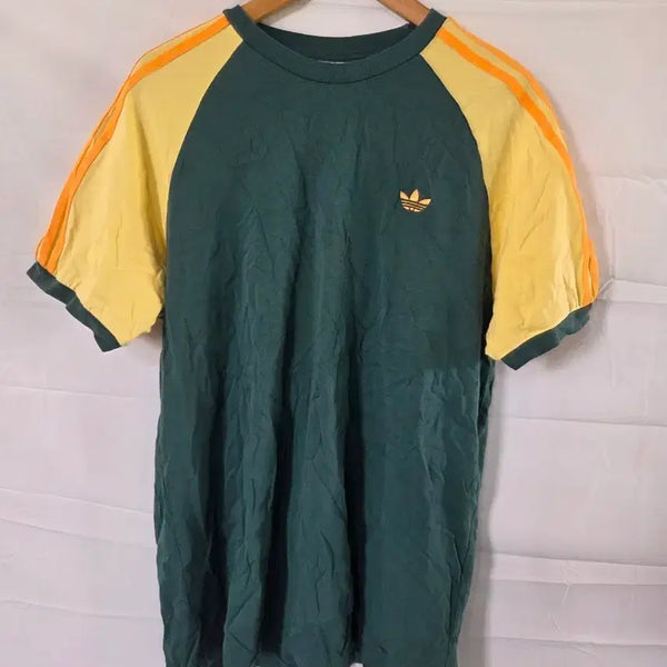 [BUNJANG] Adidas Three-Stripes T-Shirt Jersey Green Yellow / 아디다스 삼선 반팔티 져지 그린 옐로우