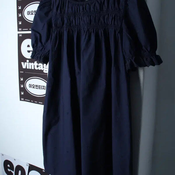 [BUNJANG] 8seconds Embroidered Short Sleeve Dress Navy / W(M) 에잇세컨즈 드레스 원피스 반팔 자수 네이비 숏-H35040