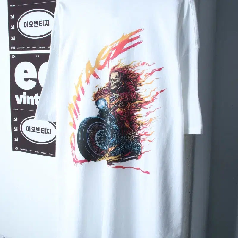 [BUNJANG] Custom Made Skull Flame Gildan T-Shirt (3XL-4XL) / (3XL-4XL) 길단 반팔 티셔츠 자체제작 해골 불꽃-H35044