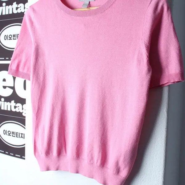 [BUNJANG] H&M Basic T-Shirt / W(M) 에이치앤엠 반팔 티셔츠 니트 무지 핑크 딸기우유-H34944