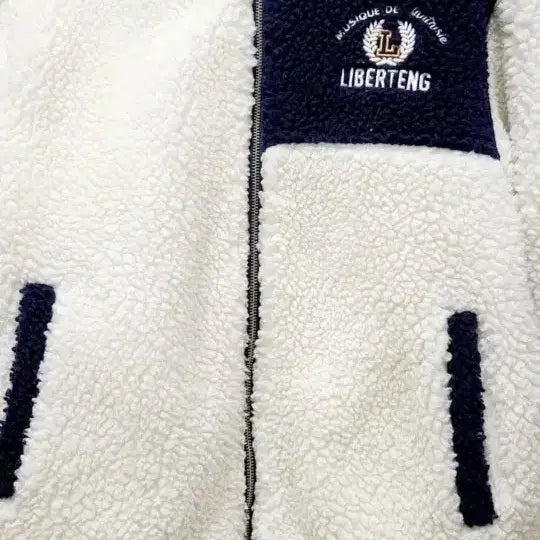 [BUNJANG] River Ting Boa Hooded Zip-Up White Navy / 리버탱 보아 후드집업 화이트 네이비