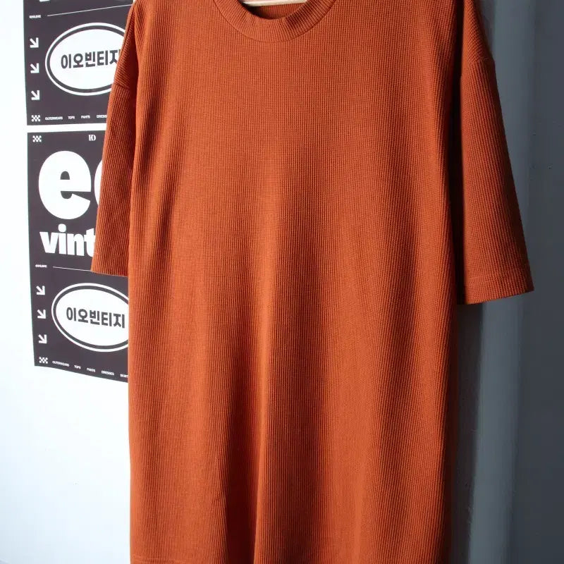 [BUNJANG] AdHoc Waffle T-Shirt (Brown, Big Size, Plain) / (F) 애드호크 반팔 티셔츠 빅사이즈 와플 브라운 무지-H34948