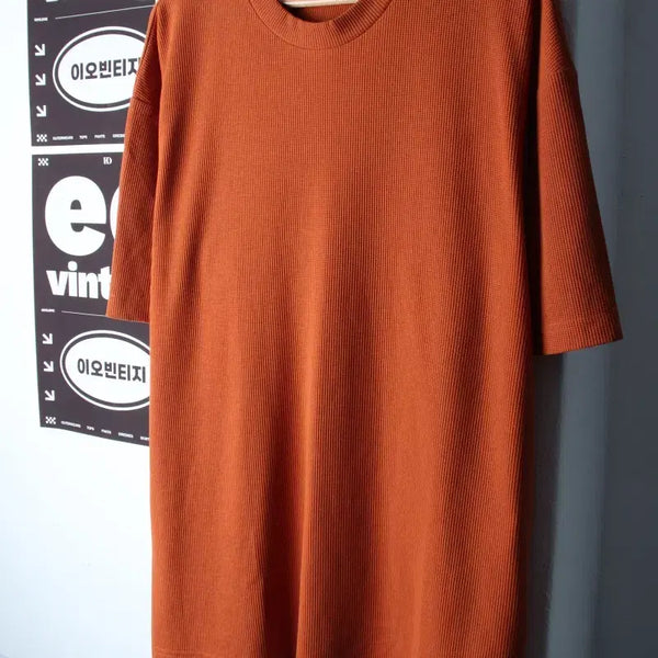 [BUNJANG] AdHoc Waffle T-Shirt (Brown, Big Size, Plain) / (F) 애드호크 반팔 티셔츠 빅사이즈 와플 브라운 무지-H34948