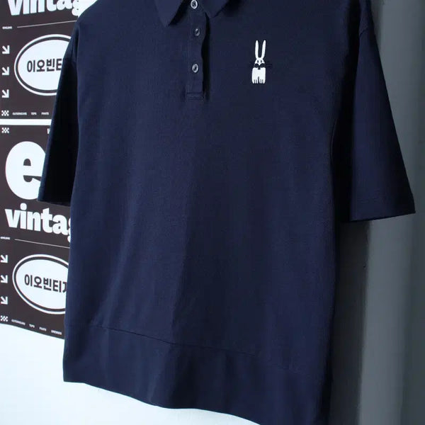 [BUNJANG] W(M) Peter Jensen Small Logo Polo T-Shirt Navy / W(M) 피터젠슨 반팔 카라 티셔츠 스몰로고 네이비 키치-H34961