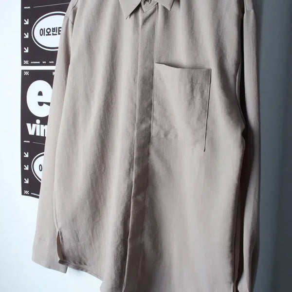 [BUNJANG] Drawfit Plain Lightweight Shirt Beige / (M-L) 드로우핏 셔츠 남방 무지 경량 베이지 놈코어-H34969