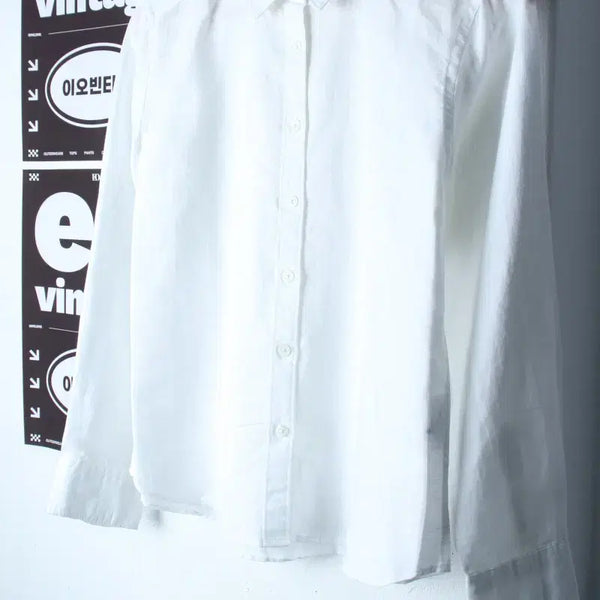 [BUNJANG] Topten Plain White Linen Shirt / W(S) 탑텐 셔츠 남방 무지 화이트 린넨 마-H34970