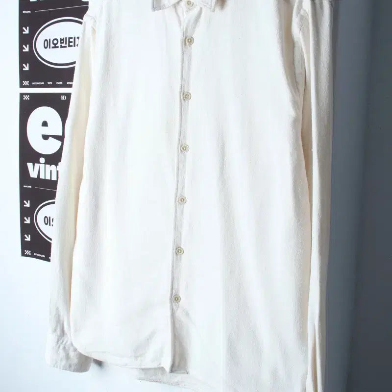 [BUNJANG] Zara Solid Cotton Shirt - Ivory / (XL-2XL) 자라 셔츠 남방 아이보리 무지 면 아메카지-H34974