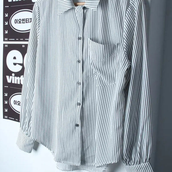 [BUNJANG] W(F) Mon츠 Striped Shirt White Normcore / W(F) 몬츠 셔츠 남방 스트라이프 화이트 놈코어-H34975