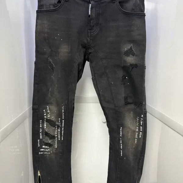 [BUNJANG] Dsquared2 Black Jeans Washed Scratch Zipper Detail Size 30 / 디스퀘어드2 블랙진 워싱 스크래치 지퍼 디테일 30