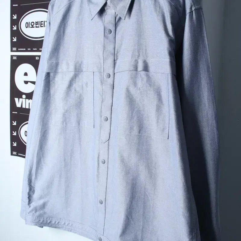 [BUNJANG] Renoma Solid Pocket Shirt - Grey (XL-2XL) / (XL-2XL) 레노마 셔츠 남방 새상품 포켓 무지 그레이-H34978