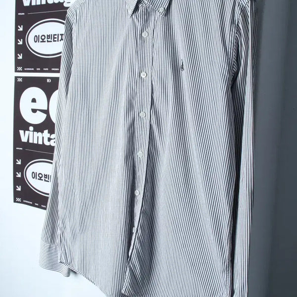 [BUNJANG] Beanpole Striped Shirt / (L) 빈폴 셔츠 남방 스트라이프 카키 아메카지-H34981