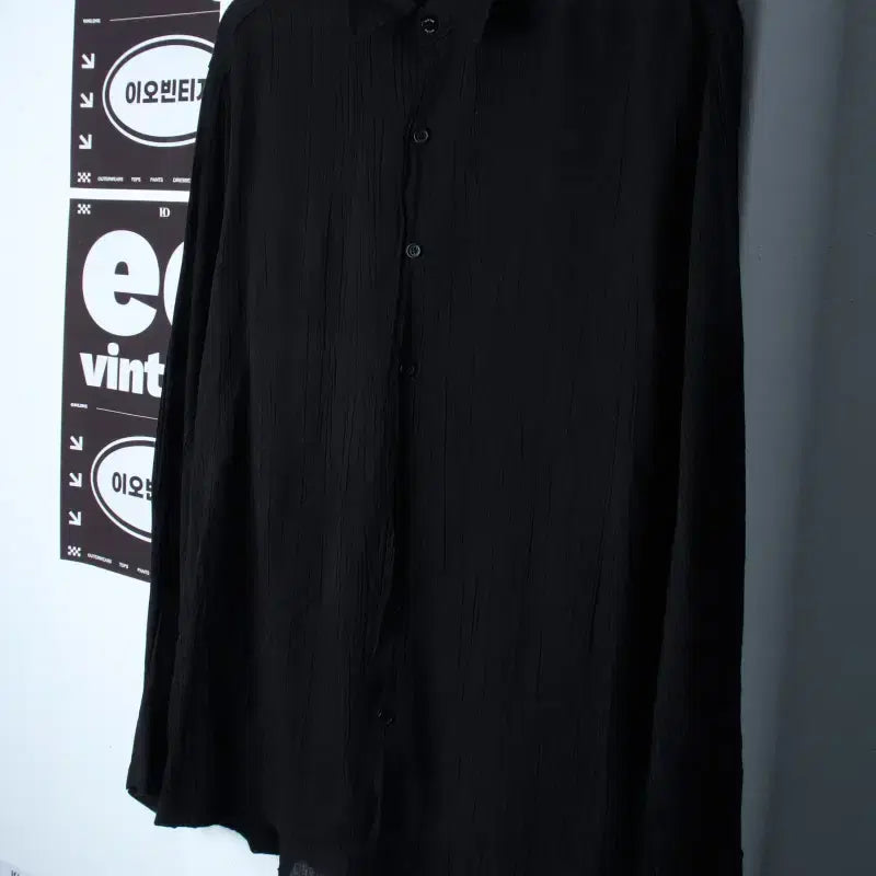 [BUNJANG] Tripsense Black Plain Pleats Shirt / (XS-M) 트립르센스 셔츠 남방 무지 블랙 플리츠 놈코어-H34982