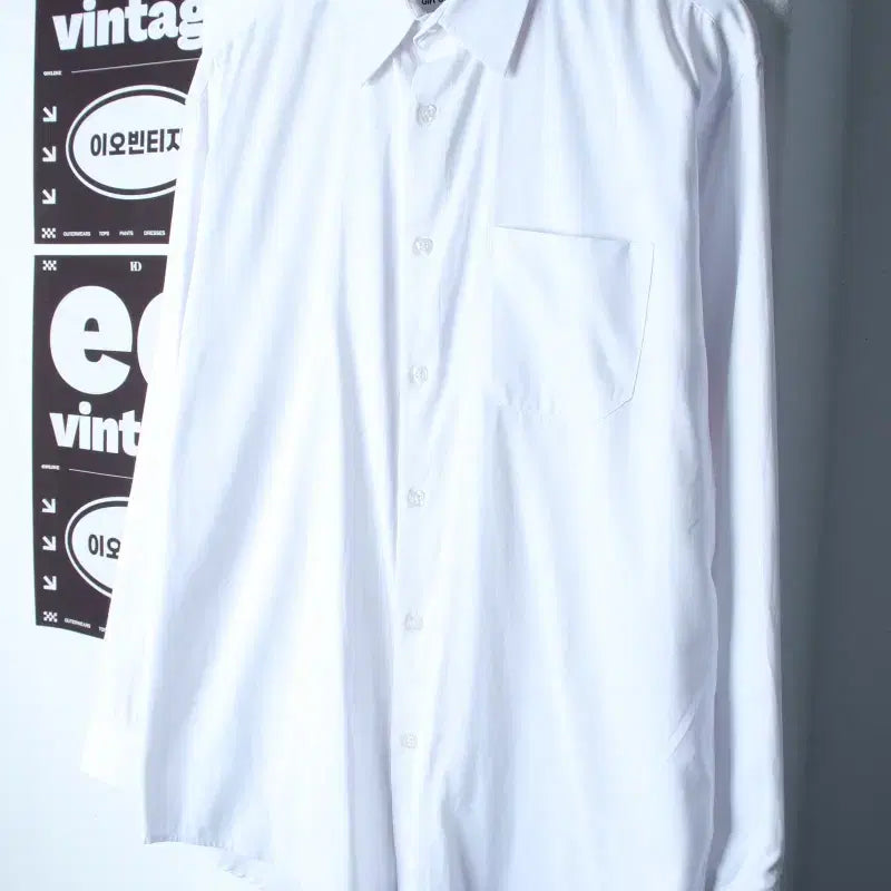 [BUNJANG] S-M Original Plain White Shirt / (S-M) 기프트 오리지널 셔츠 남방 무지 화이트 놈코어-H34984