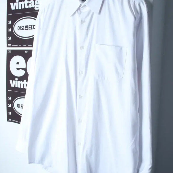 [BUNJANG] S-M Original Plain White Shirt / (S-M) 기프트 오리지널 셔츠 남방 무지 화이트 놈코어-H34984