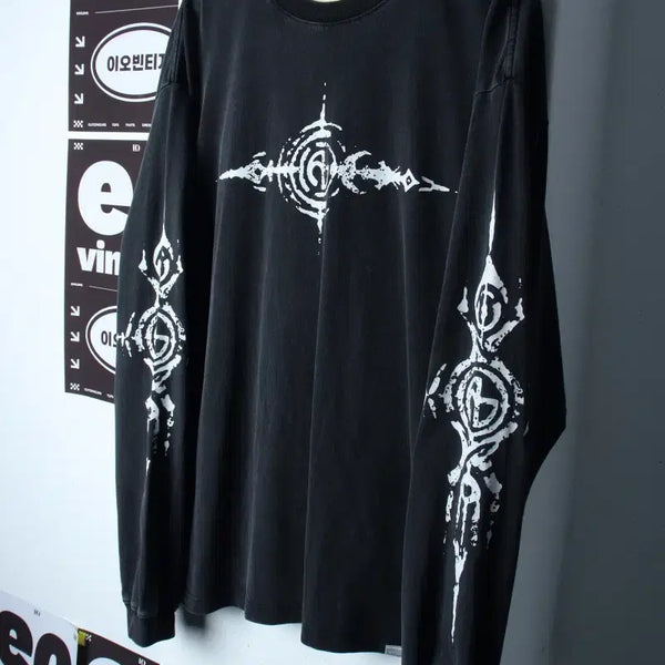 [BUNJANG] No Manual Long Sleeve Pigment Printing T-Shirt Charcoal Street (L-XL) / (L-XL) 노매뉴얼 긴팔티셔츠 피그먼트 프린팅 차콜 스트릿-H34988