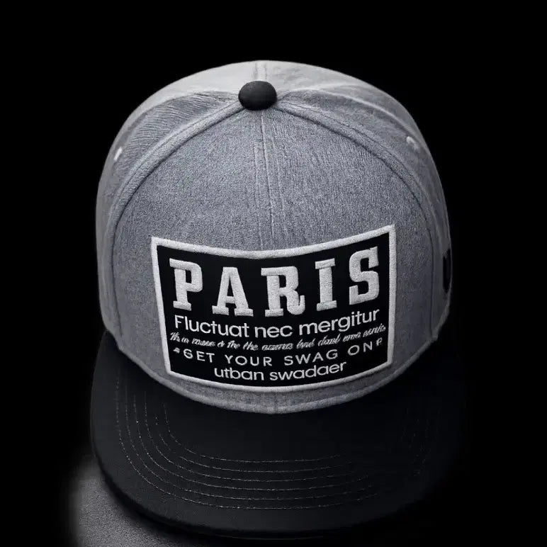 [BUNJANG] Urban Swagger Paris Embroidered Snapback Cap Grey Black / 스냅백 볼캡 파리 자수 그레이 블랙