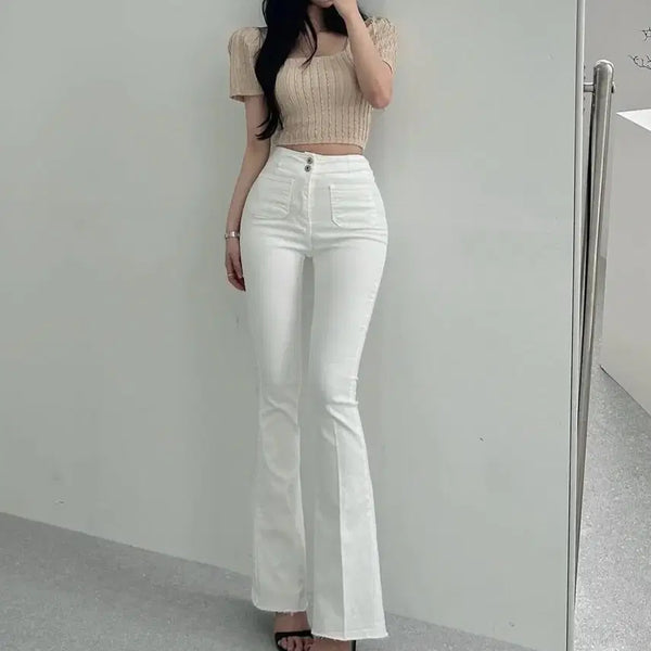 [BUNJANG] The Magnolia Brand High-Waisted Bootcut Denim Pants - White / 하이웨스트 부츠컷 데님 팬츠 화이트